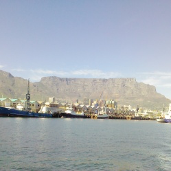 Table Mountain from the boat going to Robben Island
