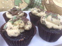Chocolate Cupcakes with a Peppermint crisp frosting